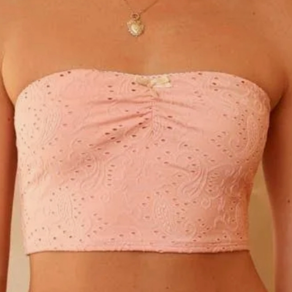 Dippin Daisy Pink Eyelet Bikini Top